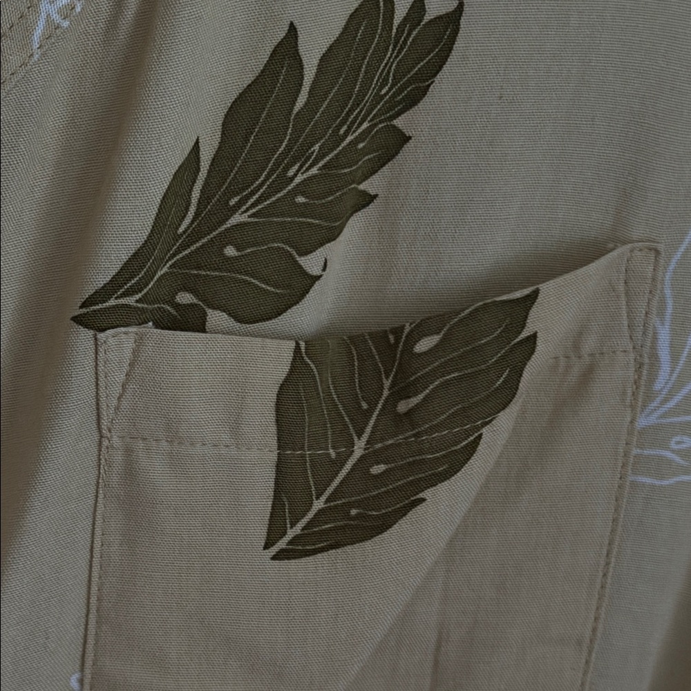 Sig Zane Beige and brown Leaf Print Blouse - Picture 4 of 7